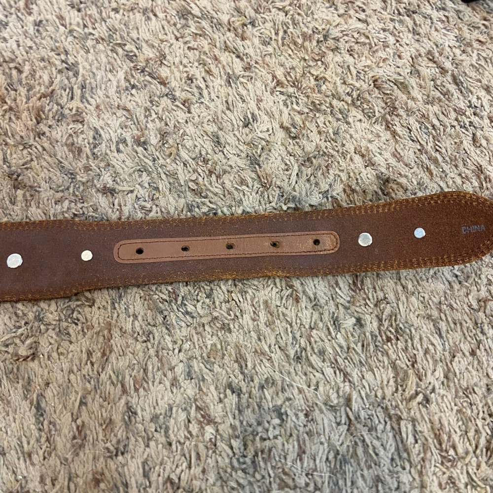 Tony Lama Brown Tooled Leather Rhinestone Western Belt Size 38 C50505. READ - Picture 2 of 8